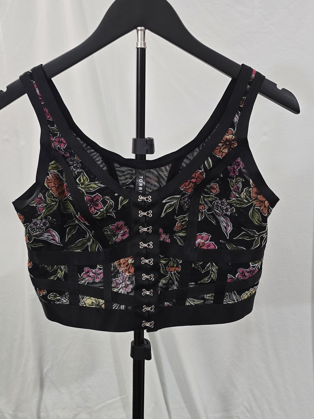 Torrid Mesh Regency Punk Bustier Floral Mesh Bustier in Black Size 0 NWT